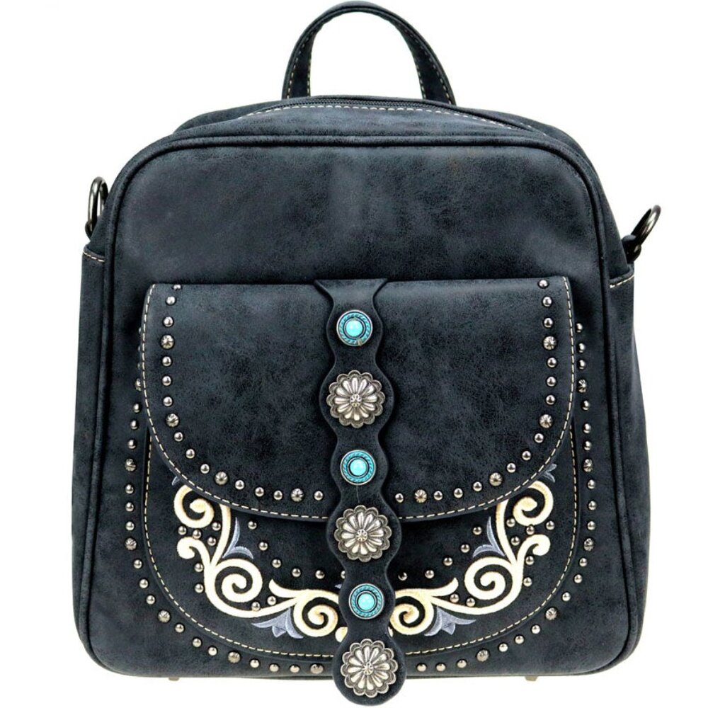 🎀Montana West Concho Backpack/Crossbody Bag - Gray